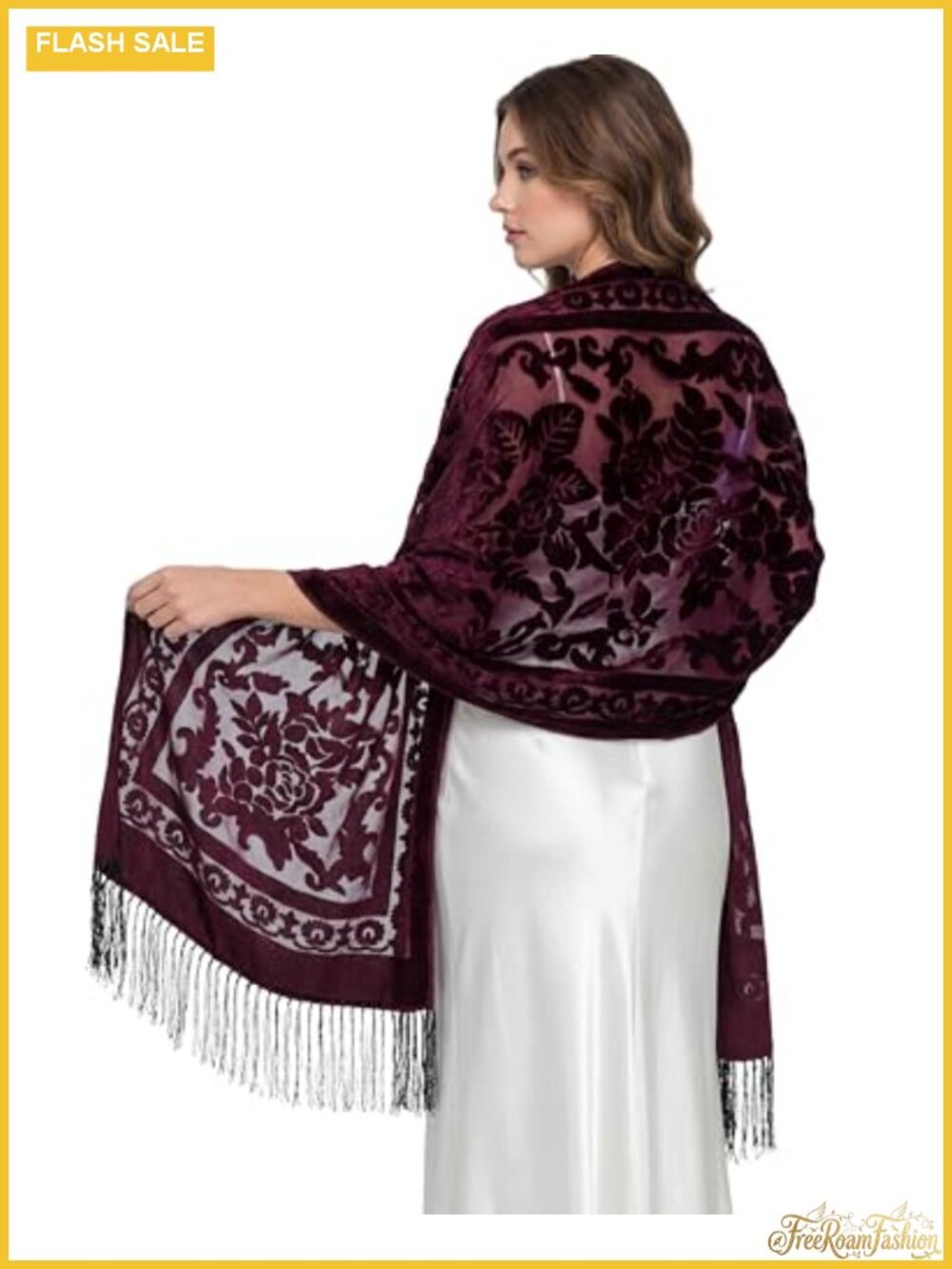 Glitopper Velvet Shawl Wrap Evening Formal Tassel